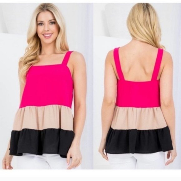 🧡6/$25🧡COLOR BLOCK TIERED TOP/BLOUSE-NEW - Picture 2 of 7
